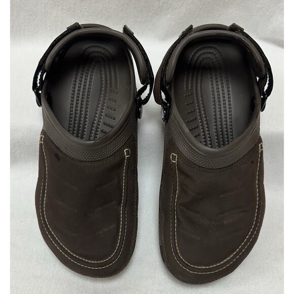 Crocs Mens 11M Yukon Vista II Mesa Bogota Espresso Brown Suede Clog Sandals - Picture 1 of 6